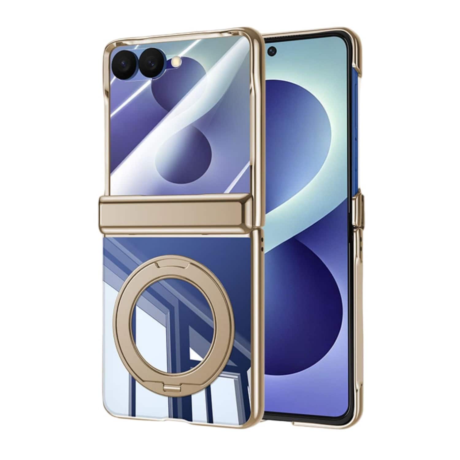 Dteck - Rugged Case for Samsung Galaxy Z Flip8 Shockproof Full Body Cover with Built-in Screen Protector Ring Kickstand - Gold(clear film) price history on PriceWatchPro