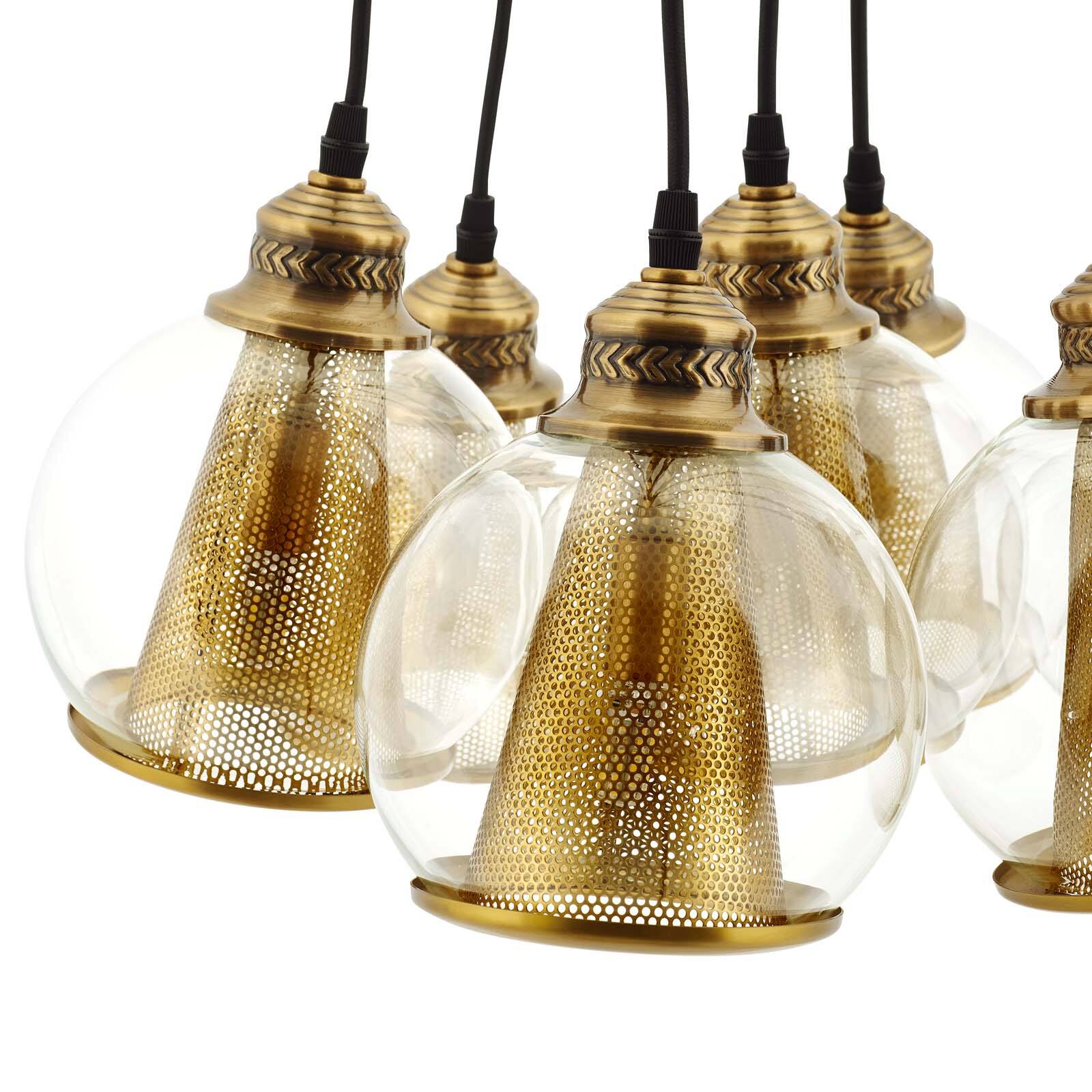 Back. Modway - Peak Brass Cone and Glass Globe Cluster Pendant Chandelier by Modway - Yellow.