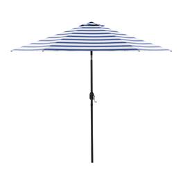 Vaczon - 9' Outdoor Patio Umbrella with Crank Lift and 30° Tilt, UV50+ Market Umbrella with Steel Frame and Polyester - Blue Stripes