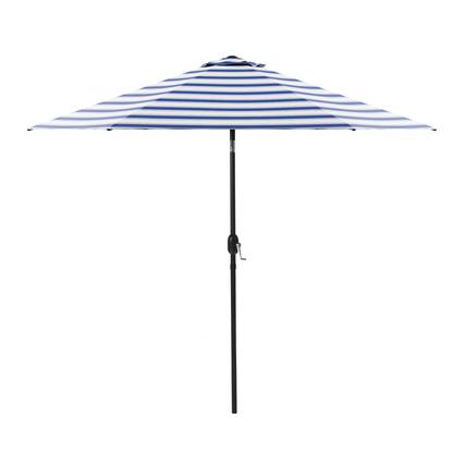 Front. Vaczon - 9' Outdoor Patio Umbrella with Crank Lift and 30° Tilt, UV50+ Market Umbrella with Steel Frame and Polyester - Blue Stripes.