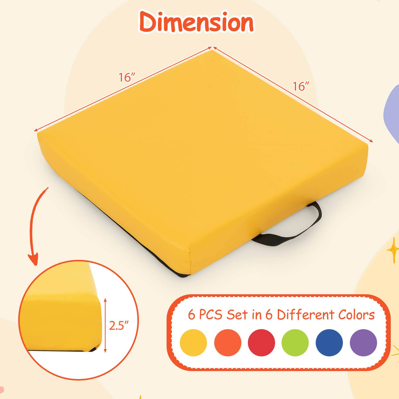 Dimension  
16" x 16" x 2.5"  
6 PCS Set in 6 Different Colors