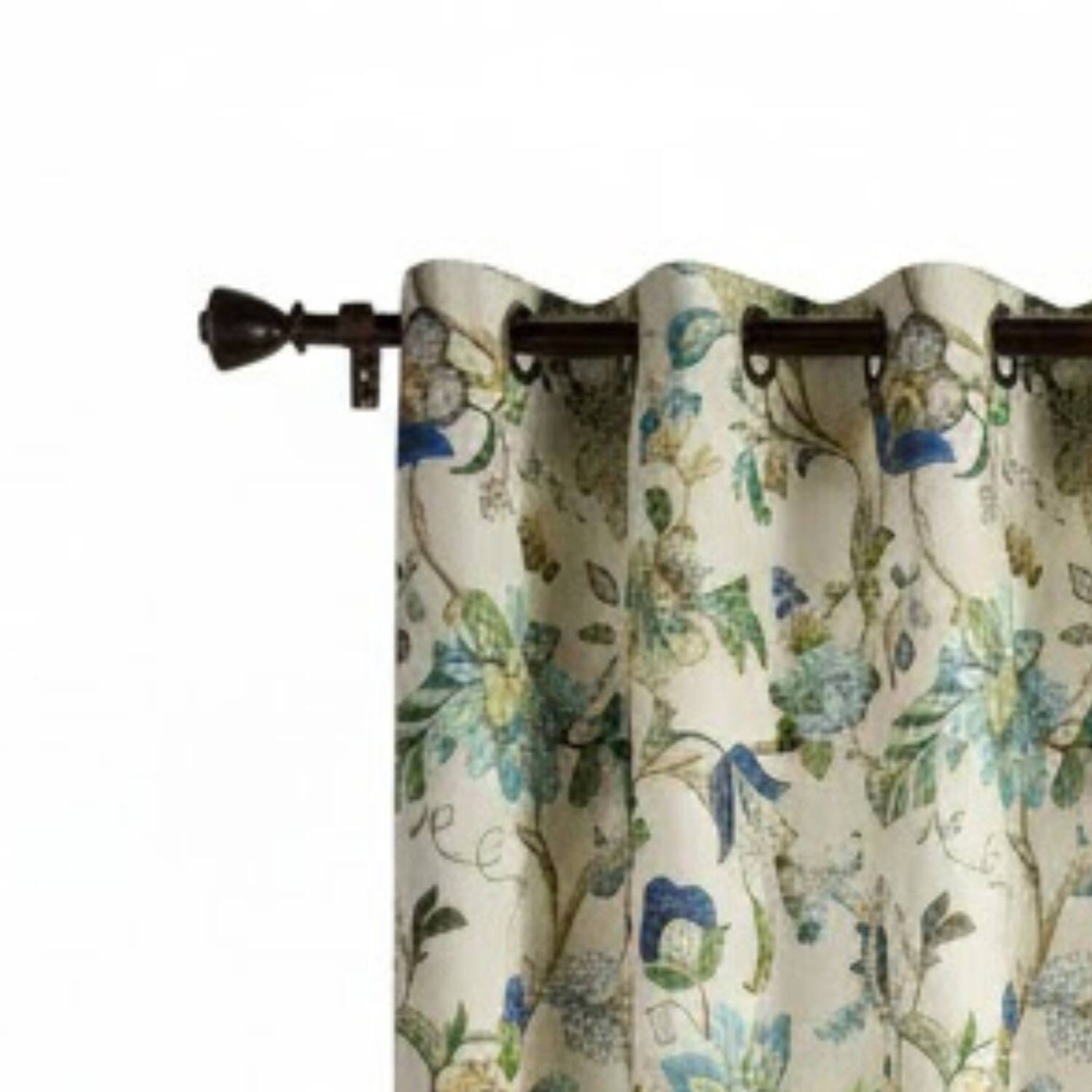 Alt View 1. Ellis Curtain - ELLIS 100% Polyester Brissac Colrful Jacobean Pattern Grommet Panel Lined 50" x 63" Blue - Blue.