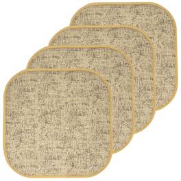 Sweet Home Collection - Broadway Memory Foam No Slip Back 16" x 16" Chair Pad Cushion, 4-Pack - Camel/Brown