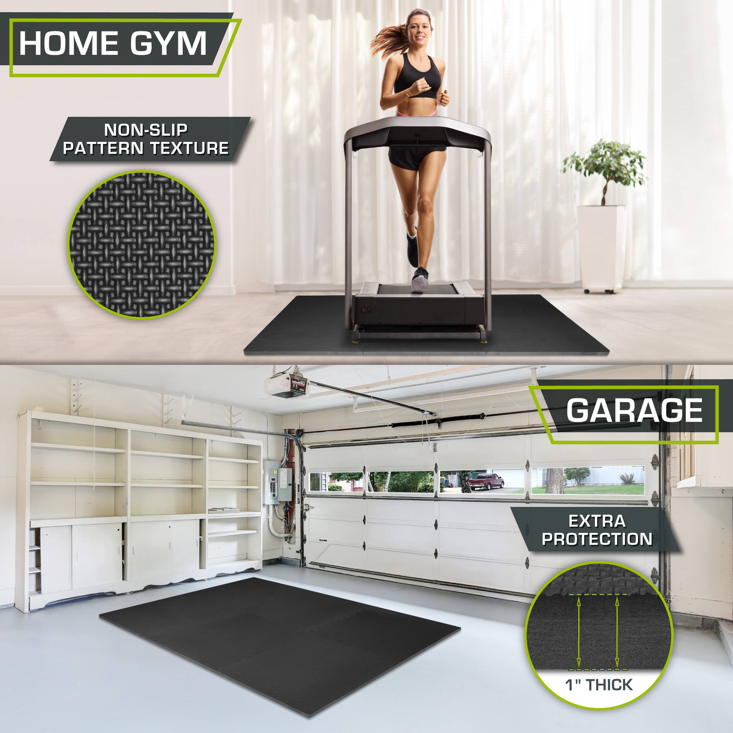 **Home Gym**

- Non-Slip Pattern Texture

**Garage**

- Extra Protection
- 1" Thick