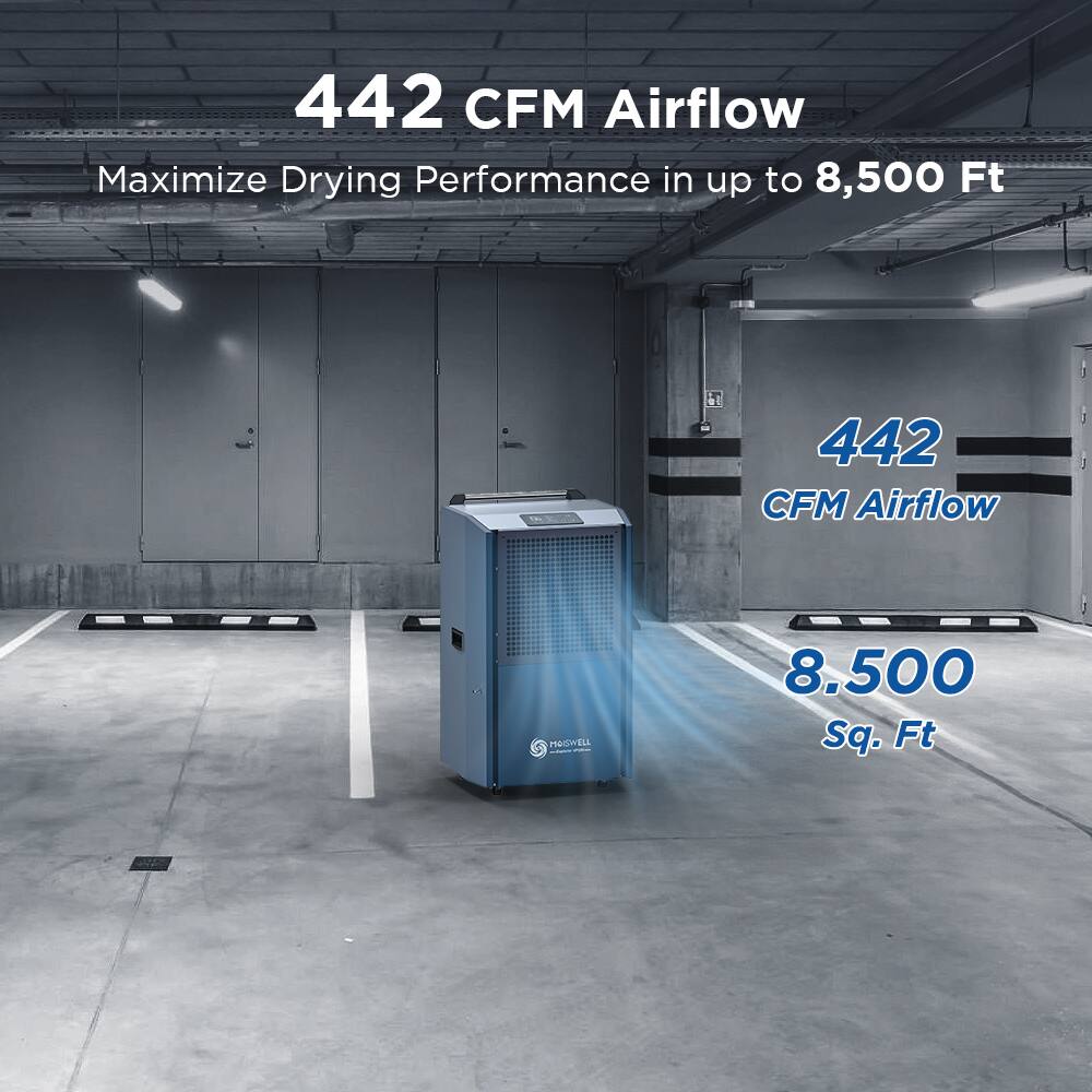 442 CFM Airflow  
Maximize Drying Performance in up to 8,500 Sq. Ft.  

442 CFM Airflow  
8,500 Sq. Ft.