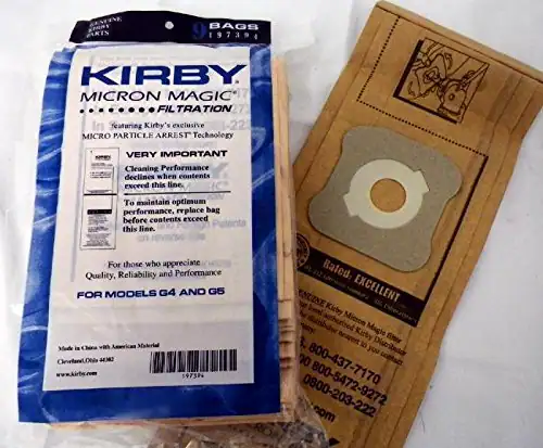 **PRIS BAGS 197394**
**KIRBY MICRON MAGIC FILTRATION**
- **MICRO PARTICLE ARREST Technology**
- **22 MICRO PARTICLE ARREST Technology**
**VERY IMPORTANT**
- Cleaning Performance declines when contents exceed this line.
- To maintain optimum performance, replace bag before contents exceed this line.
**FOR THOSE WHO APPRECIATE**
- Quality, Reliability and Performance
**FOR MODELS G4 AND G5**
- Rated: EXCELLENT
**www.kirby.com**
**1973P4**
**KIRBY DISTRIBUTOR AUTHORIZED**
**MICRON MAGIC FILTER**
**DISTRIBUTOR**
- Contact: 800-547-7272
- 800-203-3222
**KIRBY**
**MICRON MAGIC FILTER**
- **MICRO PARTICLE ARREST Technology**
- **22 MICRO PARTICLE ARREST Technology**
**VERY IMPORTANT**
- Cleaning Performance declines when contents exceed this line.
- To maintain optimum performance, replace bag before contents exceed this line.
**FOR THOSE WHO APPRECIATE**
- Quality, Reliability and Performance
**