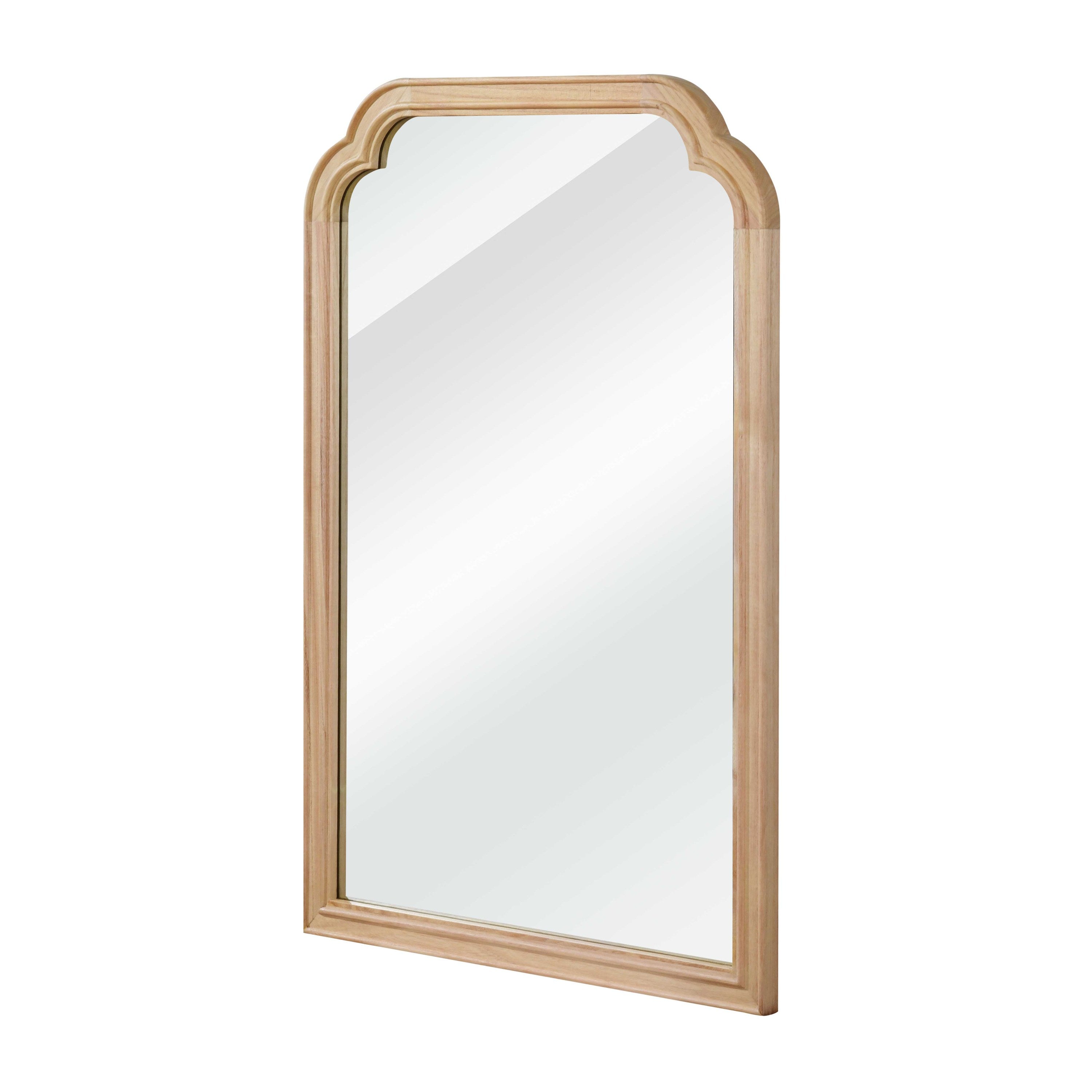 Alt View 2. BreeBe - 24x36 Natural Wood Solid Wood Rounded Corner Decorative Mirror for Bedroom Bathroom Living Room Entryway - Natural Wood.