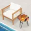 Back. Costway - 20" Round Teak Wood End Table Solid Live Edge Outdoor Side Table with Metal Frame - Brown.