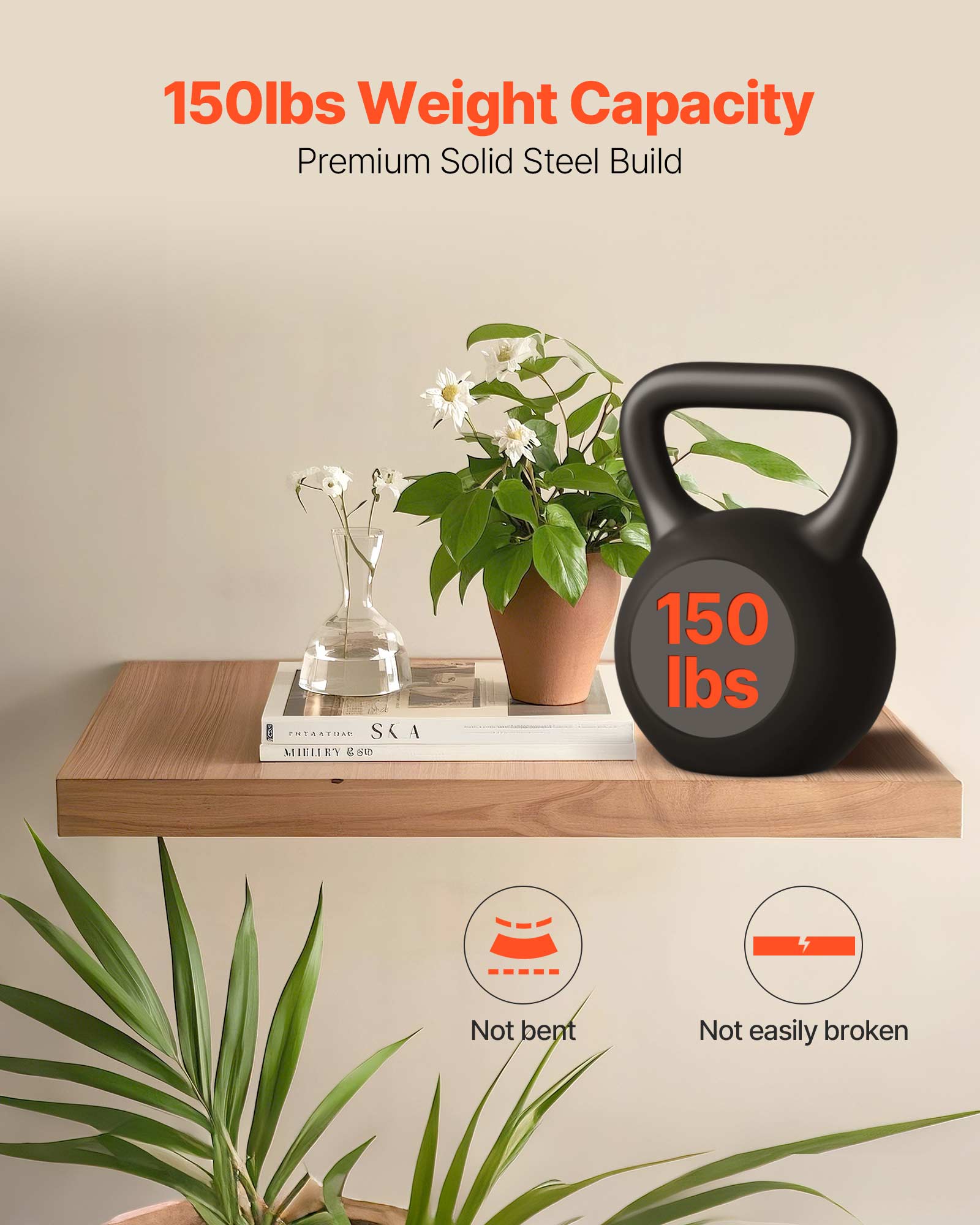 150lbs Weight Capacity, Premium Solid Steel Build, Not bent, Not easily broken