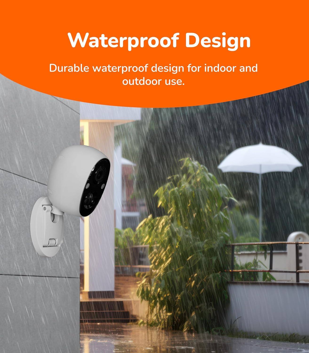 Waterproof Design  
Durable waterproof design for indoor and outdoor use.