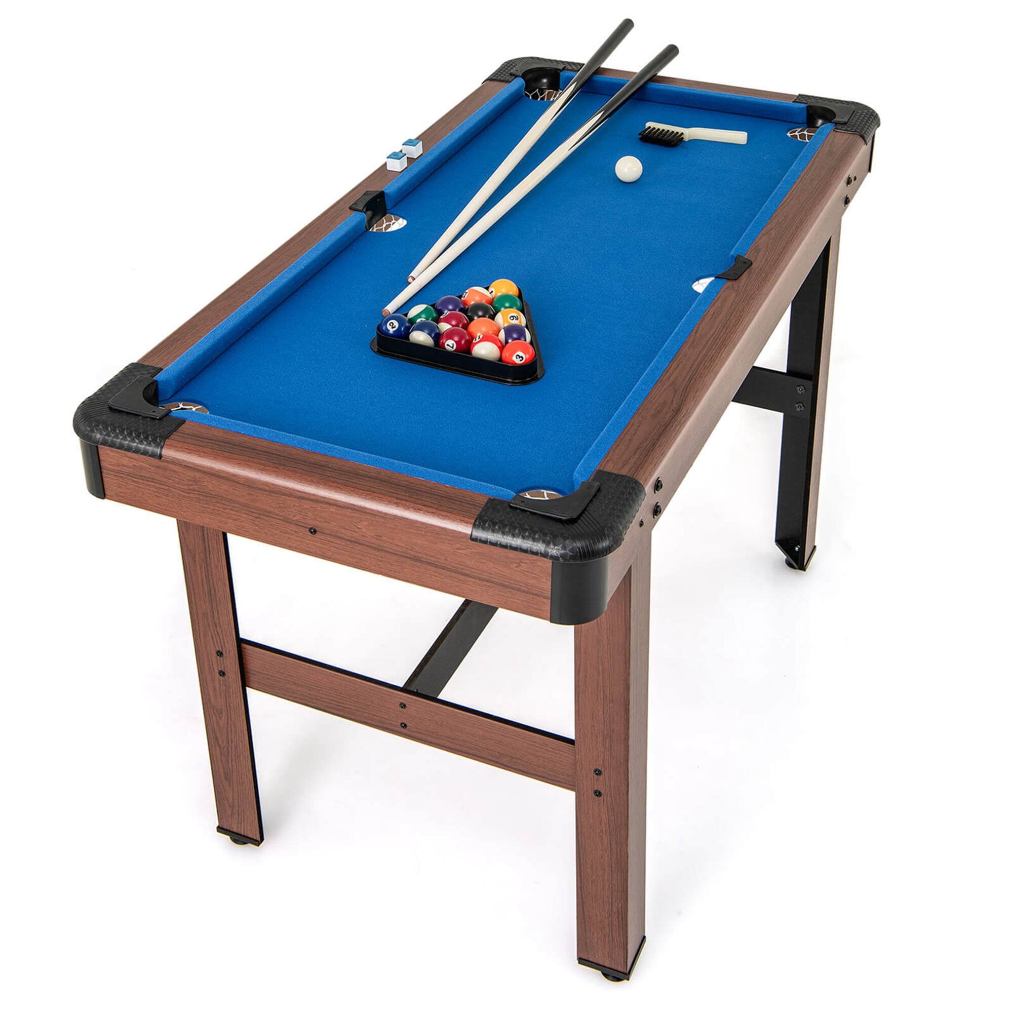 Alt View 17. Costway - 48" Pool Table for Kids & Adults with Full Set of Balls 2 Cue Sticks 2 Chalks Blue - Brown+Blue.