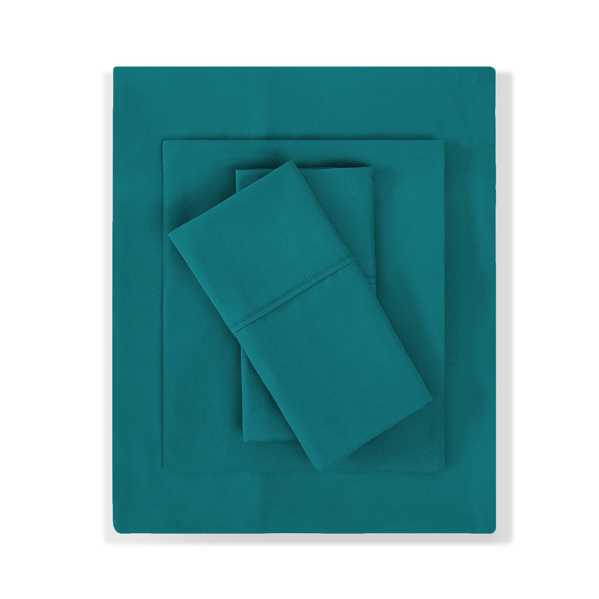 Back. Sweet Home Collection - All Season Reversible Bed-in-A-Bag Solid Color Comforter & Sheet Set, Twin - Teal.