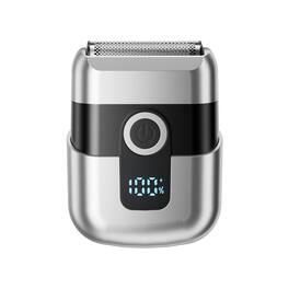 Cluzine - Mini Compact Electric Shaver Rechargeable Dual Rotating Blades, LED Display for Precise & Comfortable Shaving - Gray