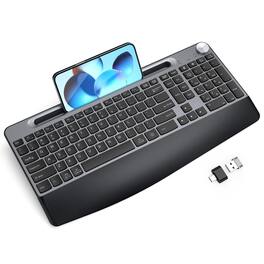 PO3TICJUNKI3 - Colorful Wireless With Low-profile Keys-soft Touch Cute Quiet Design Windows & Os Office Cordless Slient Co - Gray