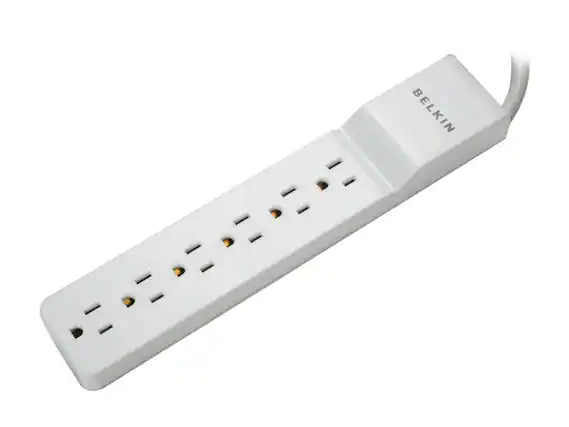 Front. Belkin - BELKIN BE106000-04 4 Feet 6 Outlets 720 Joules Home/Office Surge Protector - Black.