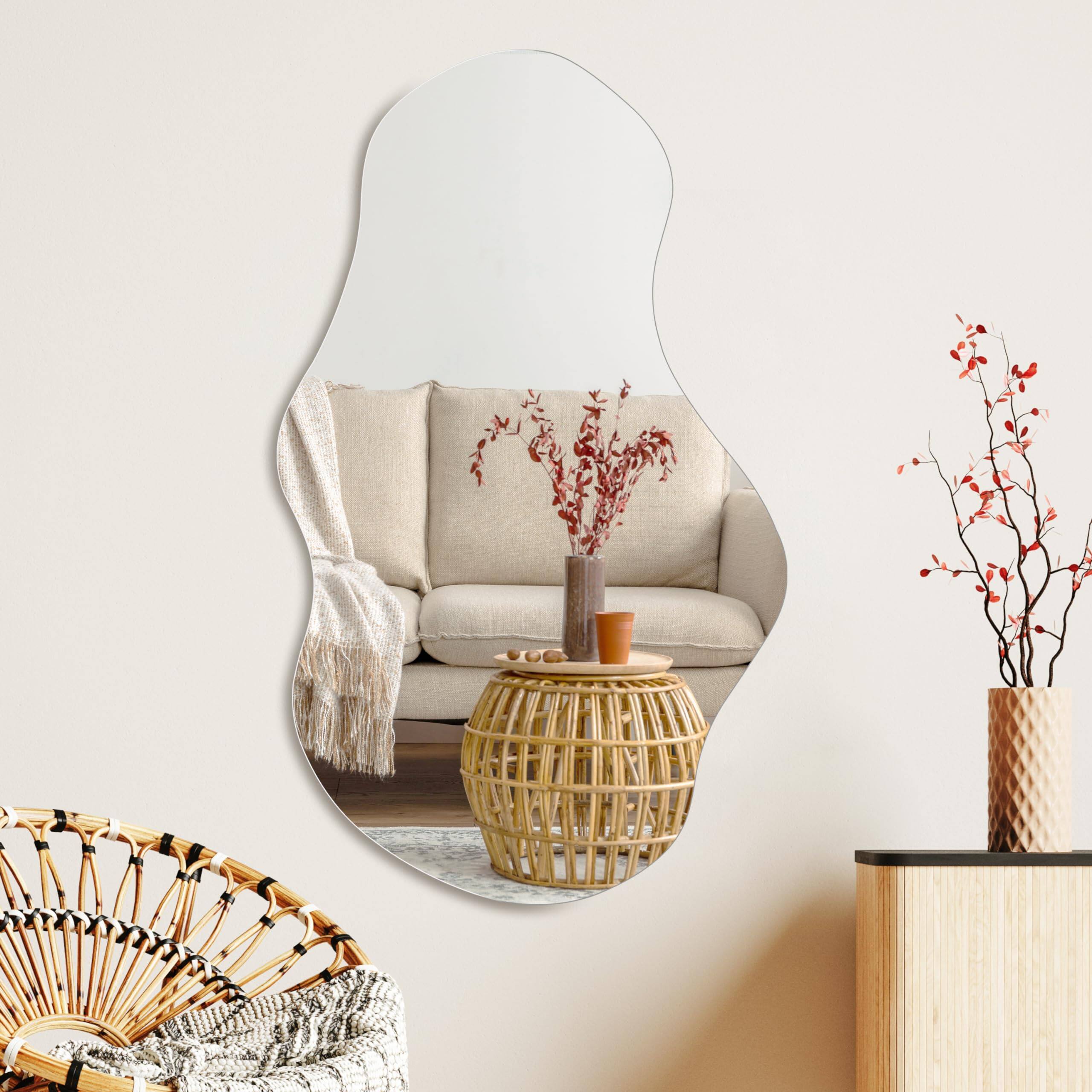 Alt View 6. TECH SAFARI - Irregular Wall Mirror Asymmetrical Decorative Modern Mirrors For Bathroom Bedroom Living Room Entryway Clou - 43"L x 24"W Cloud.
