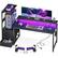 Front. AODK - Reversible Gaming Desk with LED Lights,Charging Station,Fabric Drawers, Monitor Stand and Side Hook - Black.