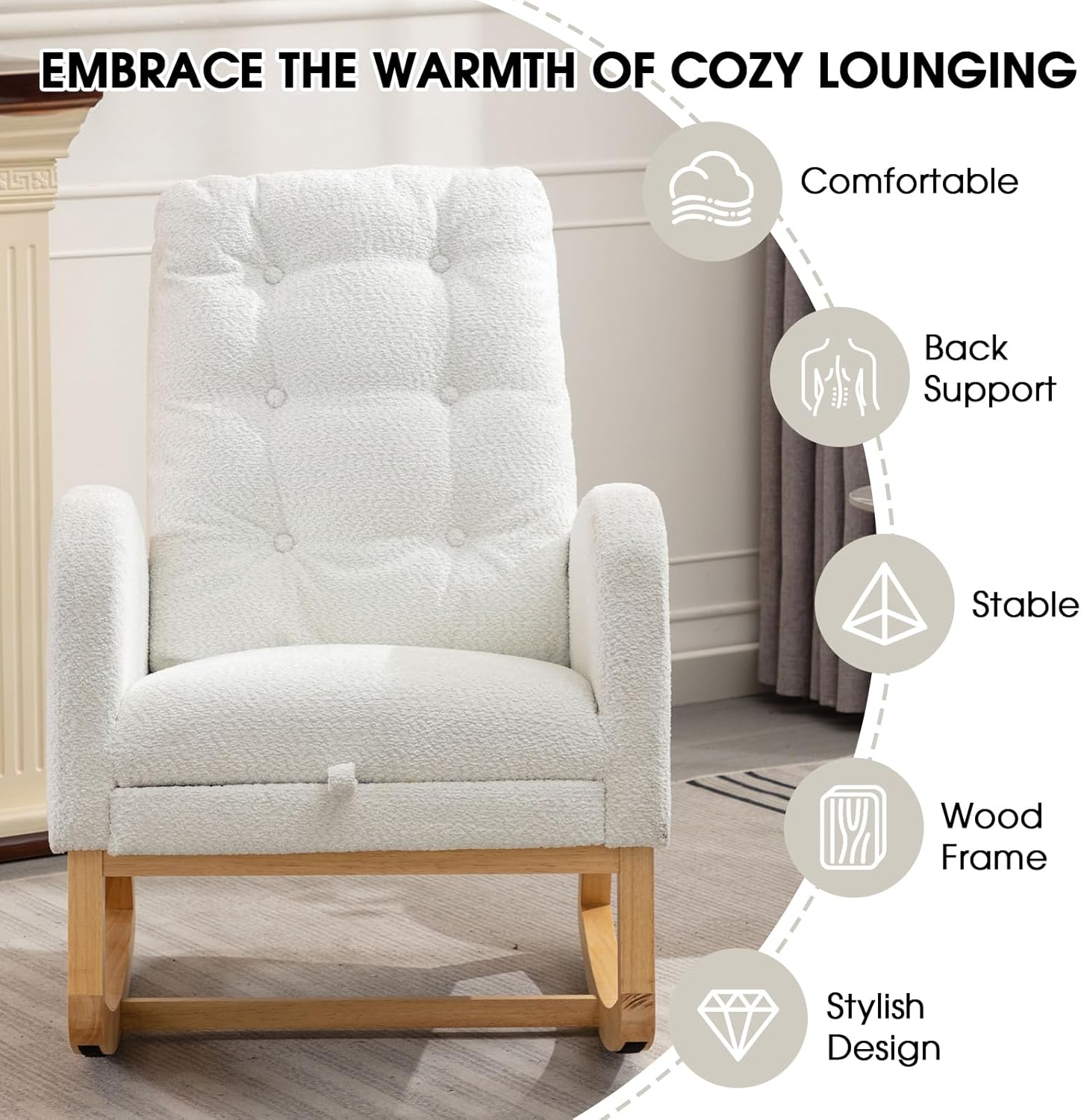 EMBRACE THE WARMTH OF COZY LOUNGING

- Comfortable
- Back Support
- Stable
- Wood Frame
- Stylish Design