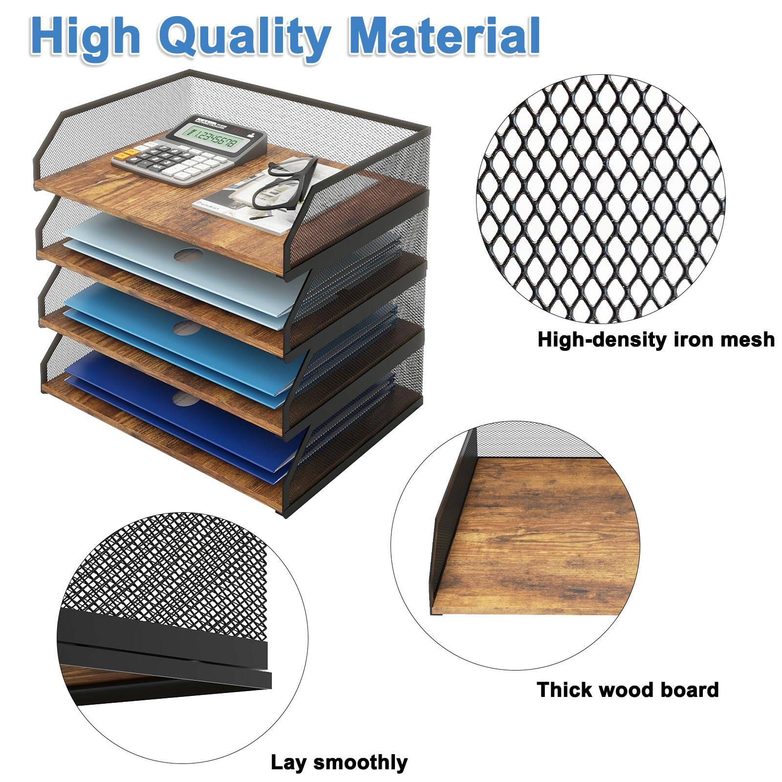 Dapper Styles 4 tier Stackable Paper Tray Metal Mesh Desktop Organizer ...