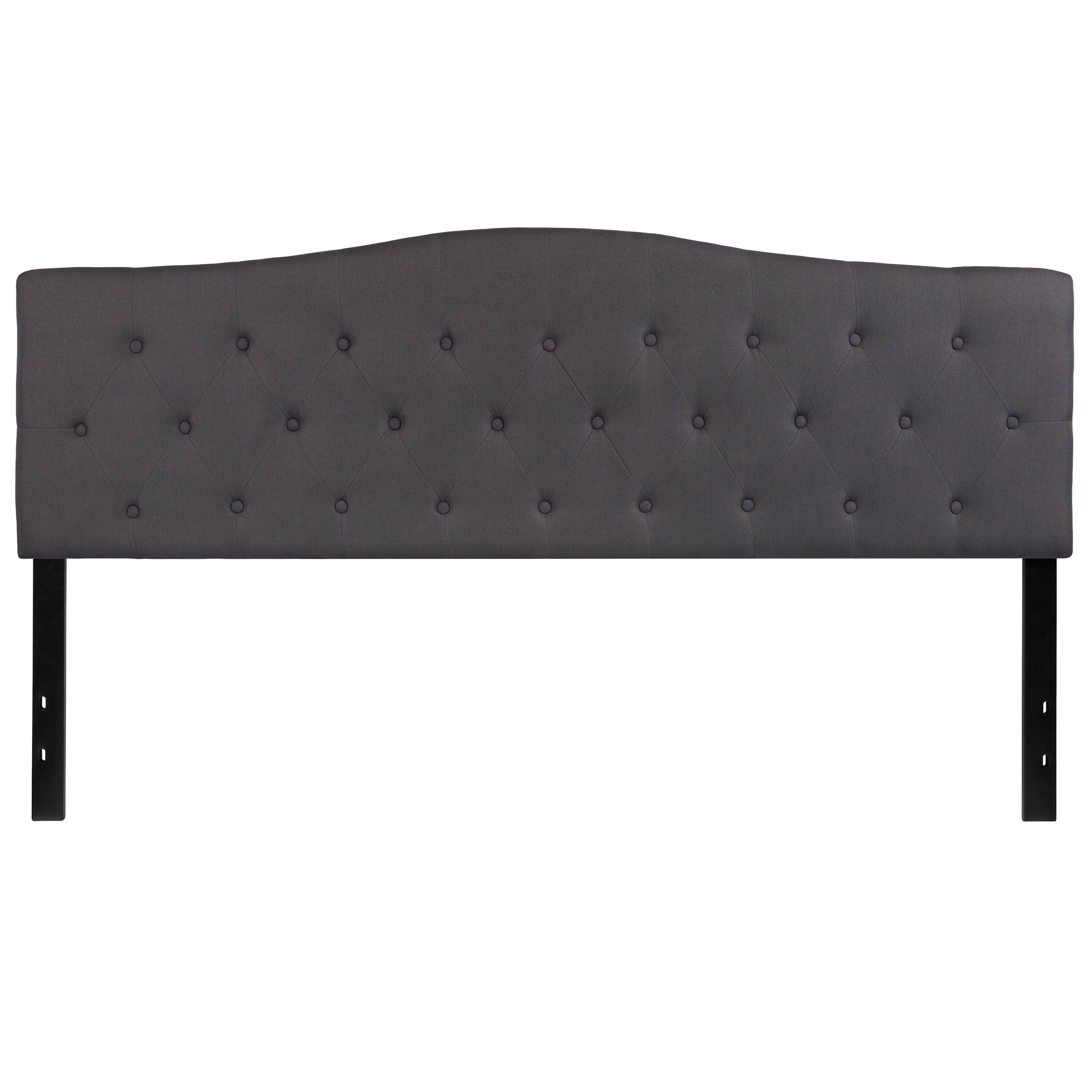 Alt View 4. Emma + Oliver - Arched Button Tufted Upholstered Headboard - Dark Gray.