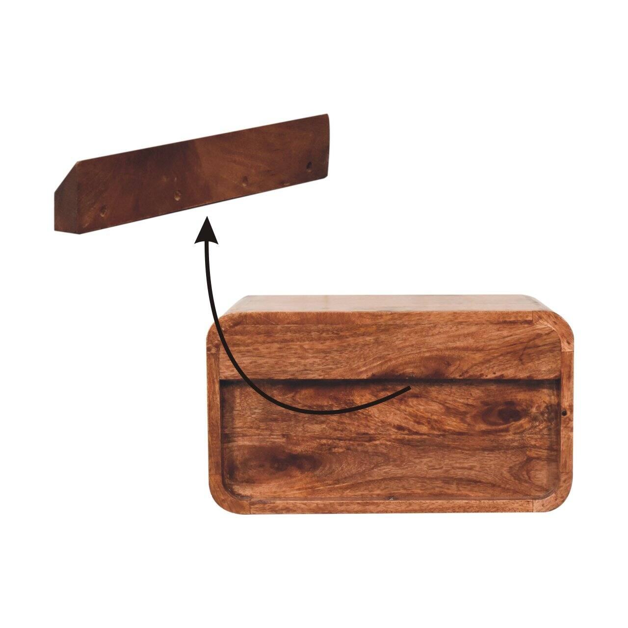 Alt View 5. Artisan Furniture - Artisan Furniture Solid Wood Honey Caramel Floating Bedside, 2 Drawer, Light Brown - Caramel.