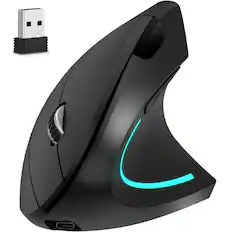 Front. Delton - Delton S12 Ergonomic Vertical Wireless Mouse with Auto Pair USB Dongle (DMERG12-WR) - Black.
