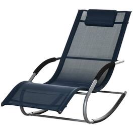Outsunny - Zero Gravity Rocking Chair Outdoor Chaise Lounge Chair Recliner Rocker with Detachable Pillow - Navy Blue