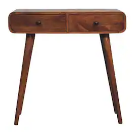 Artisan Furniture - Solid Wood Curved Two Drawer Console Table - Brown