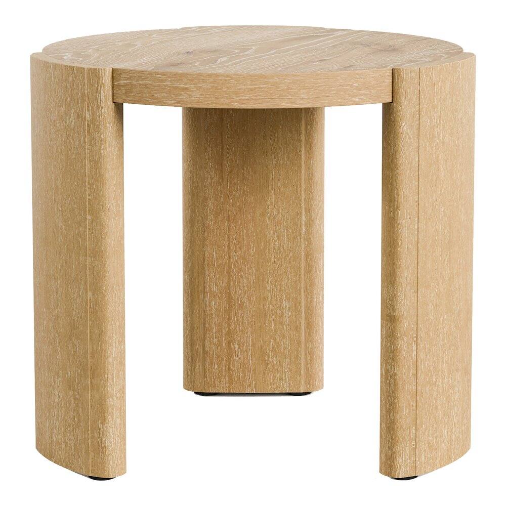 Angle. Furniture of America - Honora Modern Wood Oval End Table with Plinth Base, Oak - Brown.