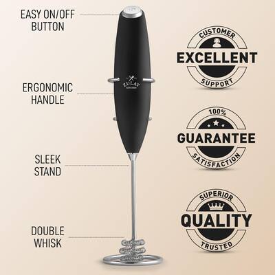Zulay Kitchen Patented Tornado Triple Whisk Milk Frother with 2 Zulay Kitchen Patented Tornado Triple Whisk Milk Frother with 2
