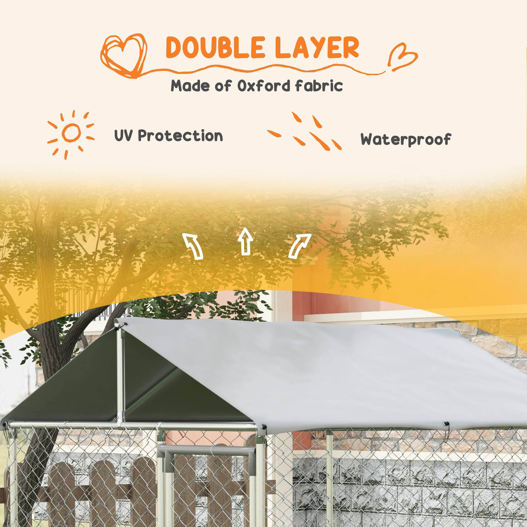 DOUBLE LAYER  
Made of Oxford fabric  
UV Protection  
Waterproof