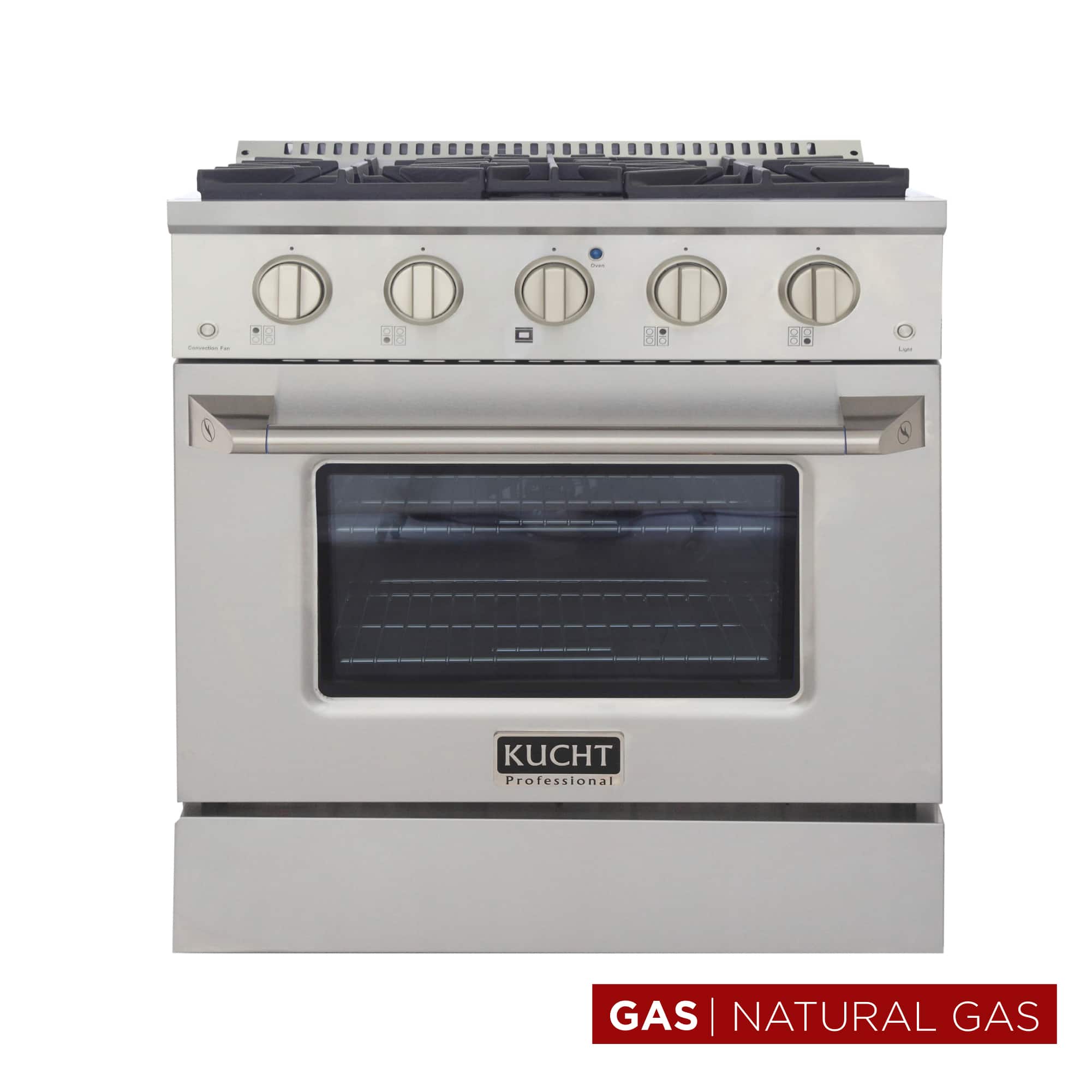 Kucht - 30 in. 4.2 cu. ft. Natural Gas Range with Sealed Burners and Convection Oven in Stainless Steel - Stainless Steel