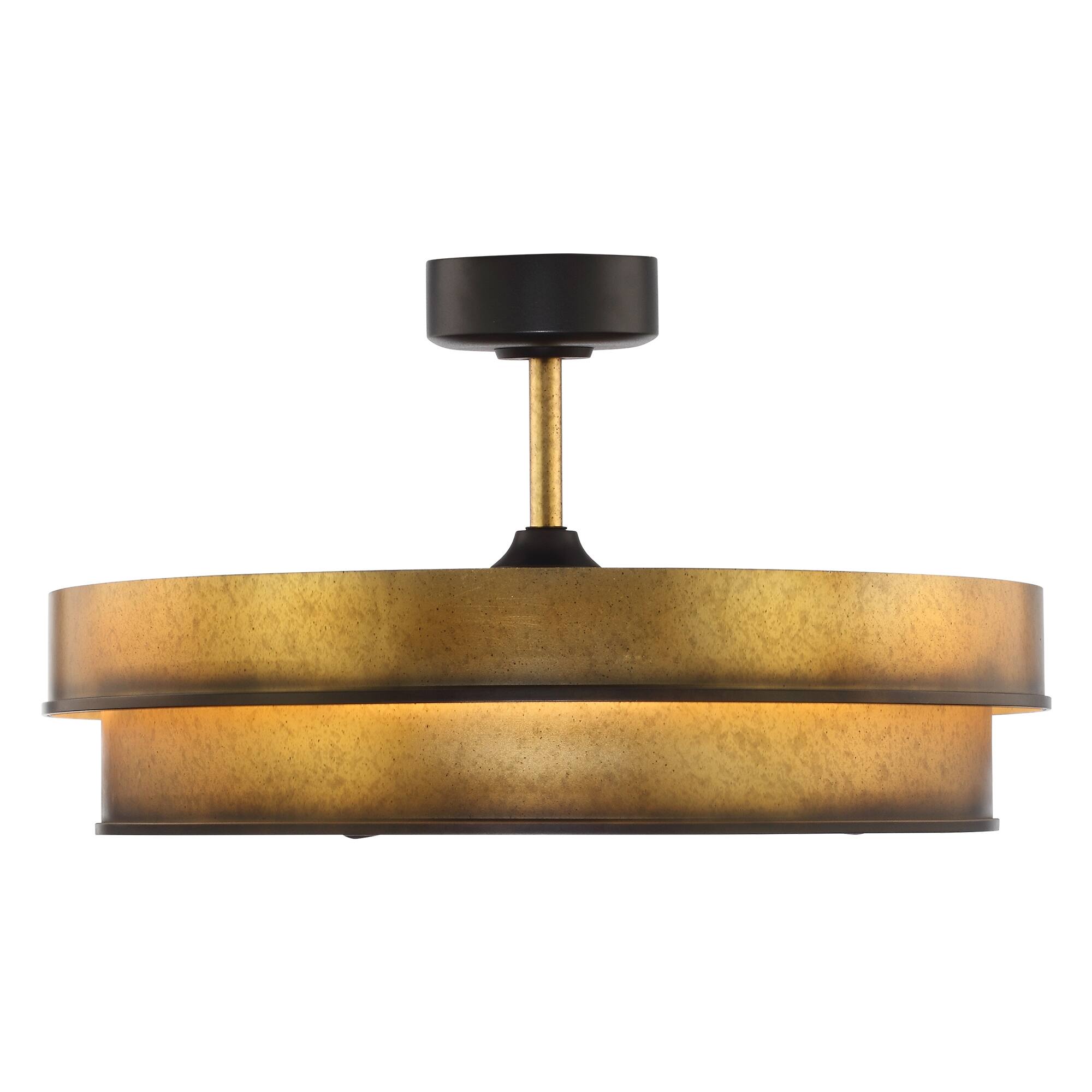 Alt View 5. Perimost - 32" Rusted Gold Metal Modern LED Fandelier with Light and Remote, Reversible DC Motor - Gold.