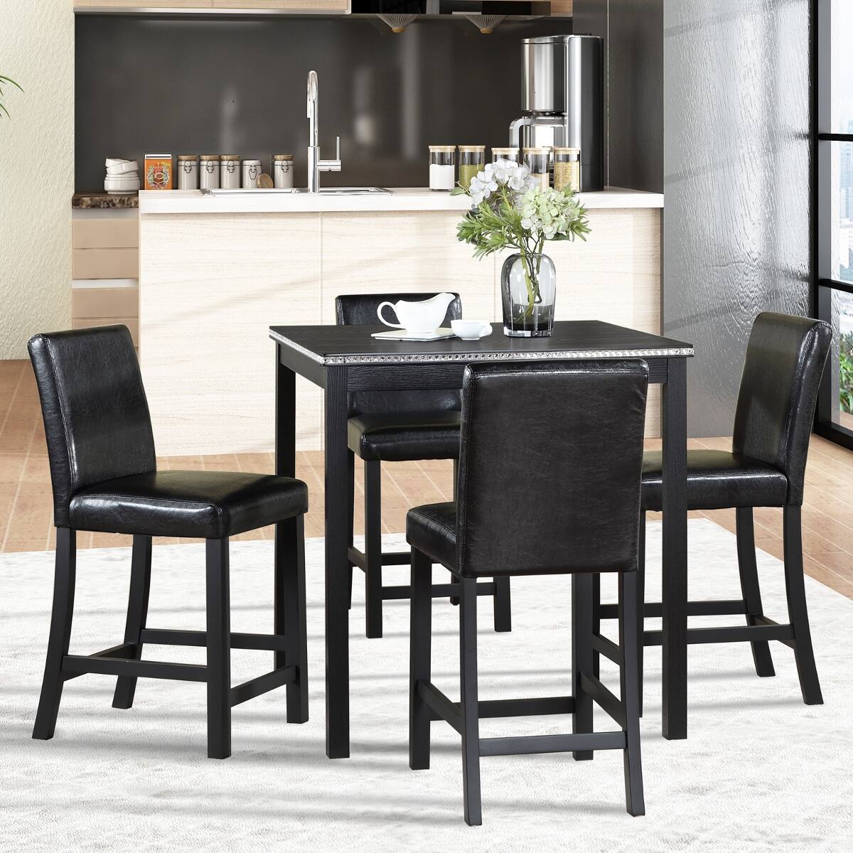 Loheer 5 Piece Counter Height Dining Set, Square Table with Four ...