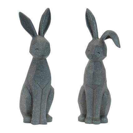 Front. BreeBe - Resin Rabbit (Set of 4) - Dark Gray.