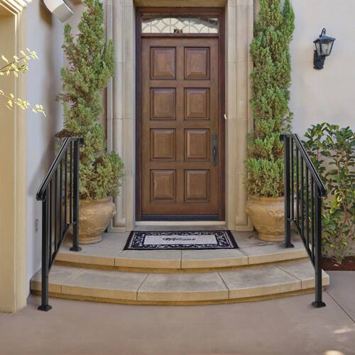 Alt View 10. Winado - Handrails Steps Stair Fits 2-3 Steps, Wrought Iron Hand Rail Stair Railing 1PC for Outdoor Concrete Porch Wooden Steps - Black.