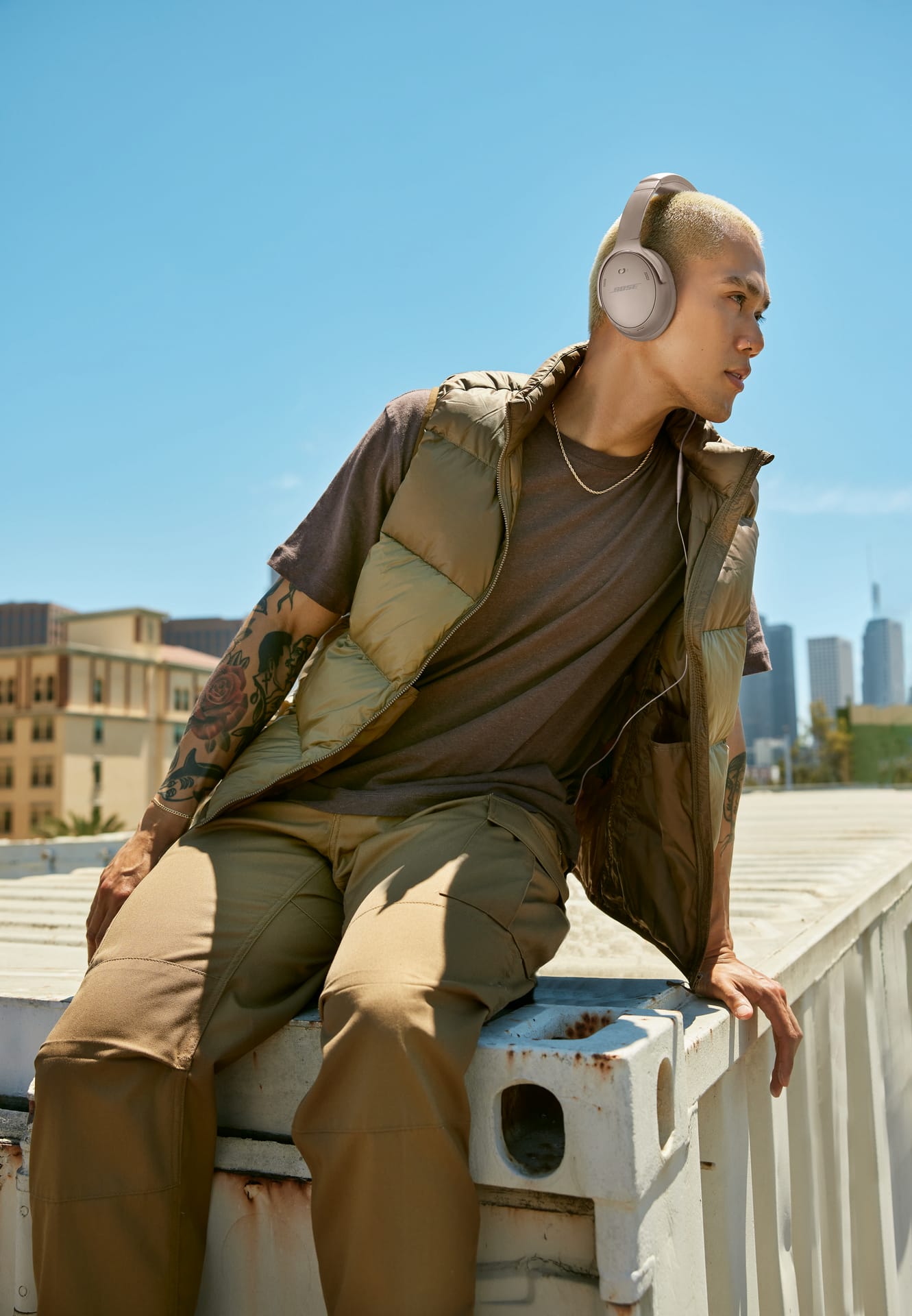 Alt View 11. Bose - QuietComfort Wireless Noise Cancelling Over-the-Ear Bluetooth Headphones - Sandstone.
