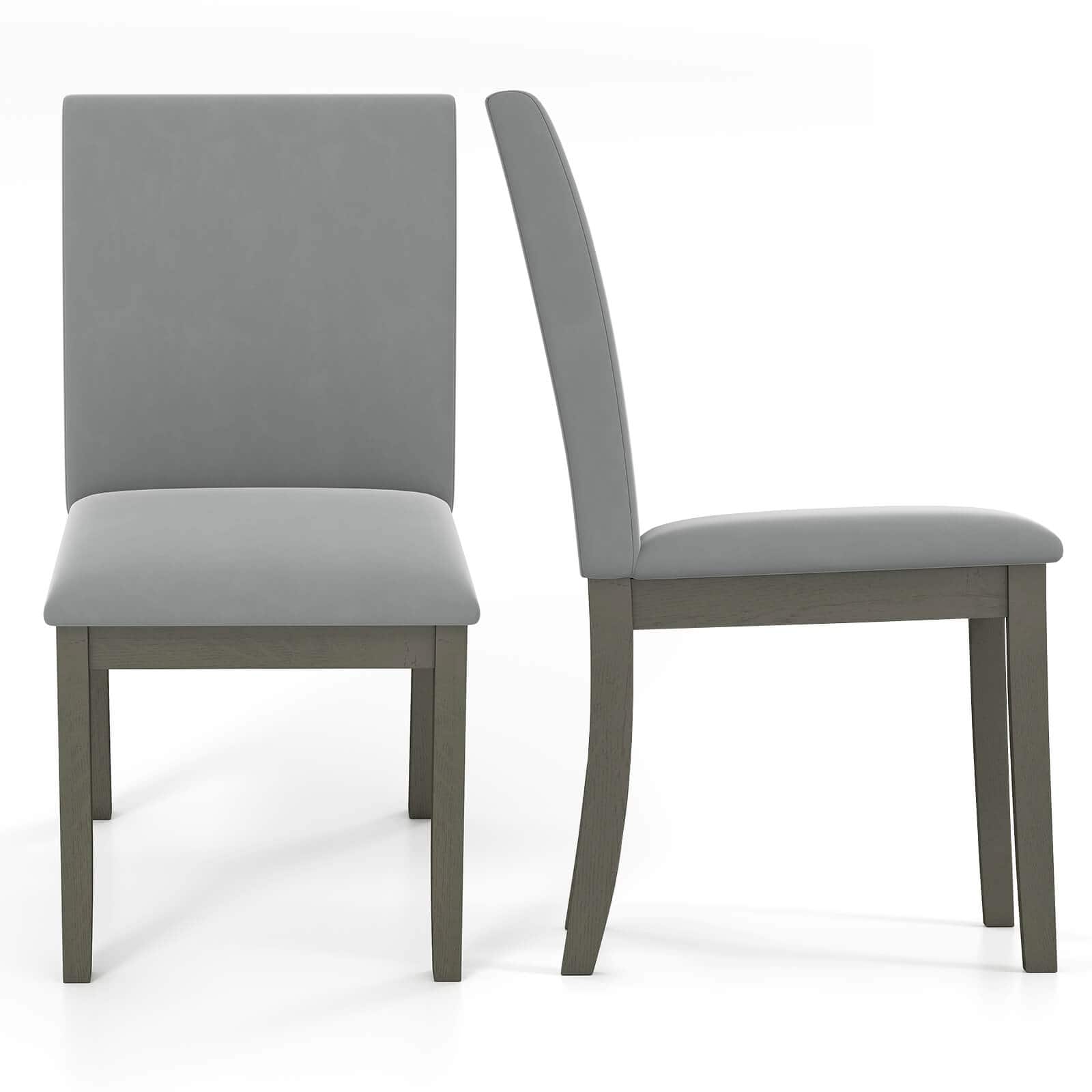 Costway - Upholstered Dining Chairs Set of 2 with Rubber Wood Legs Padded Seat & High Back - Gray price history on PriceWatchPro