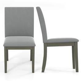 Costway - Upholstered Dining Chairs Set of 2 with Rubber Wood Legs Padded Seat & High Back - Gray
