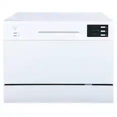 Front. SPT - 21 in. White Portable Countertop 120-Volt Dishwasher with 6 Cycles with 6 Place Settings Capacity - White.