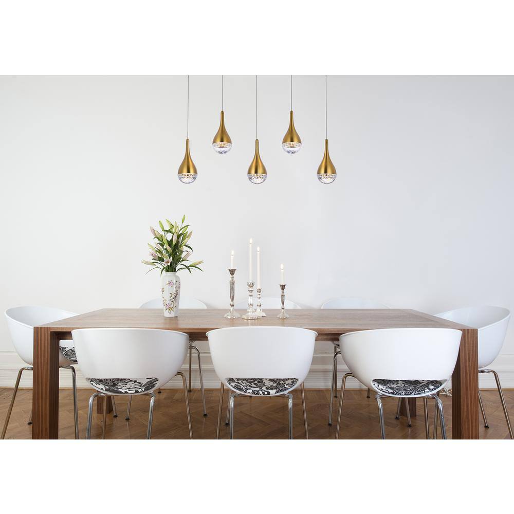 Alt View 2. Elegant Lighting - Amherst 34 inch LED pendant in satin gold - Satin Gold.