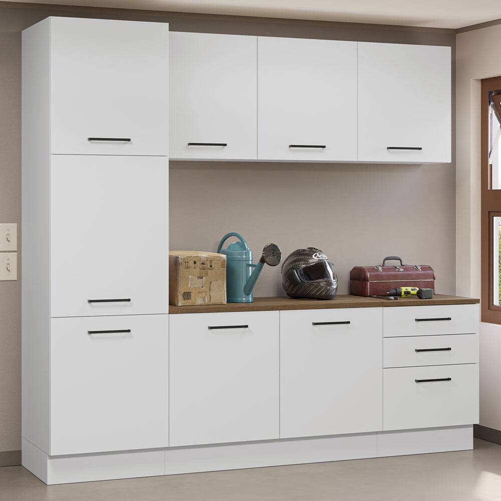 Angle. Madesa - Madesa Garage Storage Cabinet Set 94"L Multiple Compartments Modular Pantry Base Cabinet Cupboard - White - White.