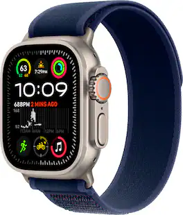 Refurbished Excellent - Apple Watch Ultra 2 (GPS+Cellular) 49mm Titanium Case with Blue Trail Loop - M/L - Natural - (2024)