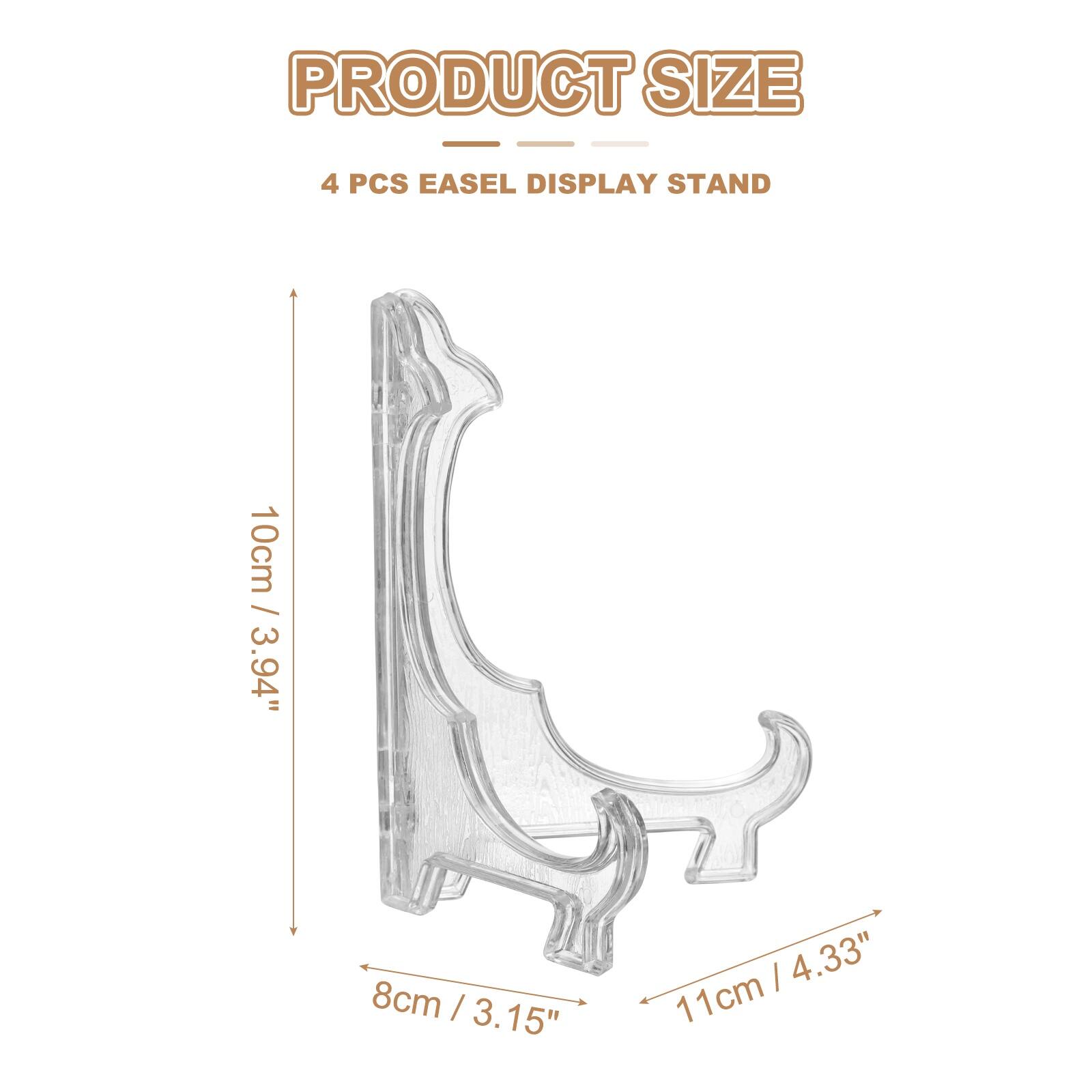 PRODUCT SIZE  
4 PCS EASEL DISPLAY STAND  
10cm / 3.94"  
8cm / 3.15"  
11cm / 4.33"