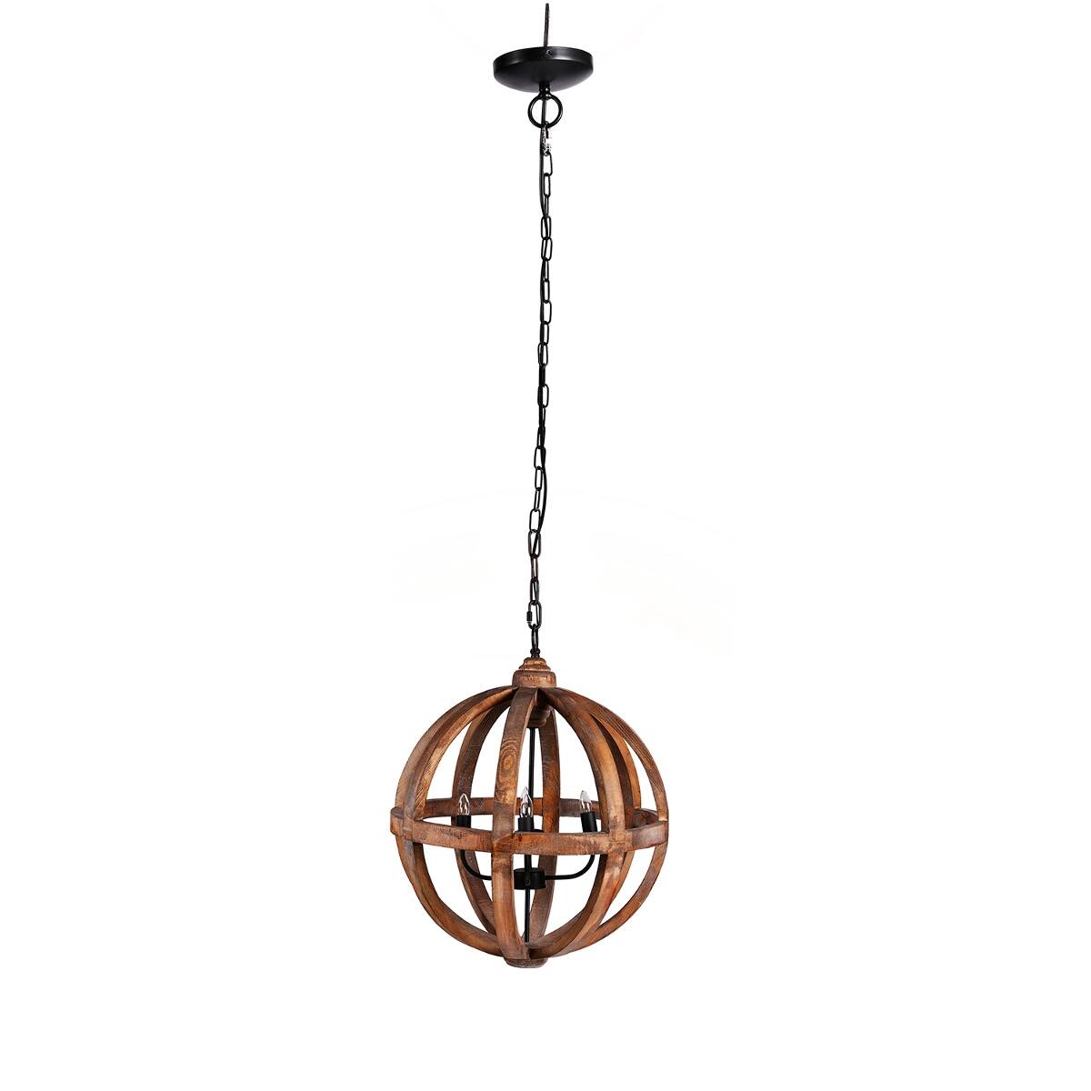 Alt View 1. Loheer - Loheer Four Light Wood Chandelier with Adjustable Chain for Dining Room or Foyer.