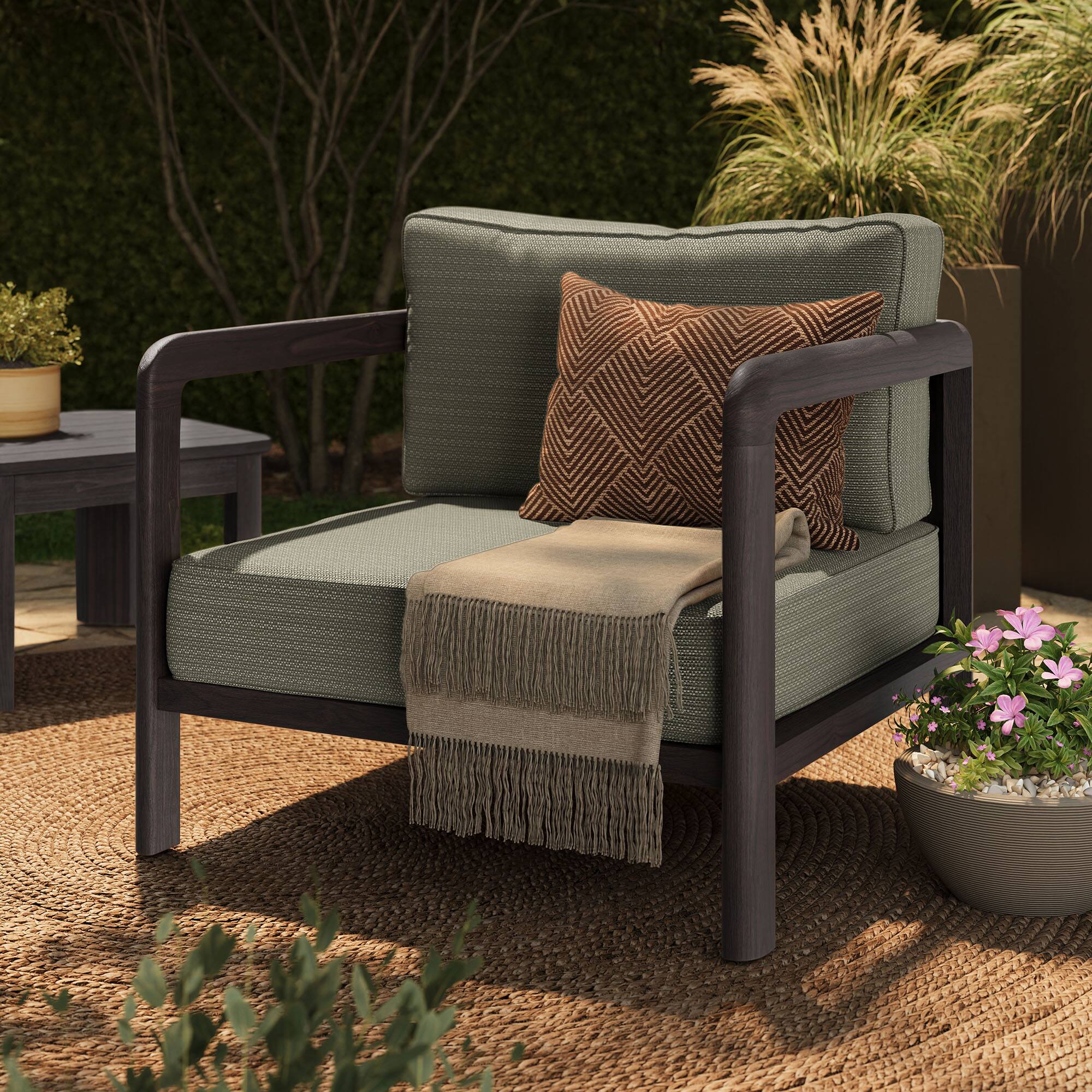 Front. Modway - Kona Outdoor Teak Wood Armchair by Modway - Ash.