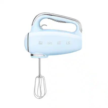 Front. SMEG - HMF01 9 Speed Hand Mixer - Pastel Blue.