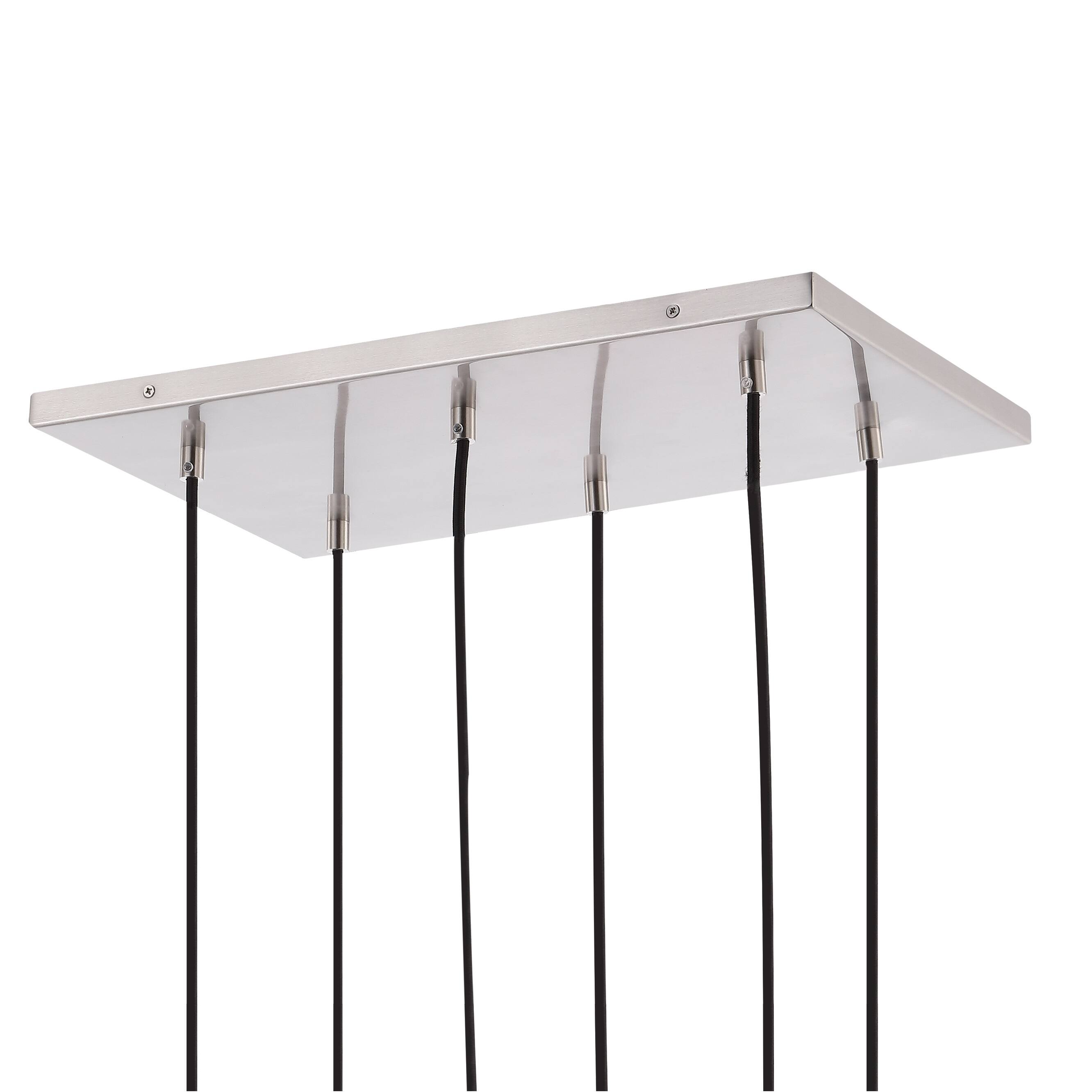 Alt View 5. Jonathan Y - Sydney 18.88" 6-Light Bohemian Farmhouse Iron/Glass Cluster LED Pendant, Nickel/Champagne - Nickel.