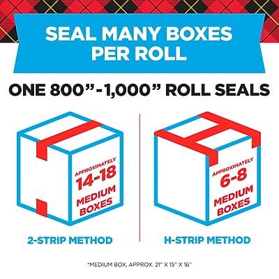 SEAL MANY BOXES PER ROLL

ONE 800"–1,000" ROLL SEALS

2-STRIP METHOD
APPROXIMATELY 14-18 MEDIUM BOXES

H-STRIP METHOD
APPROXIMATELY 6-8 MEDIUM BOXES

*MEDIUM BOX, APPROX. 21" x 15" x 16"