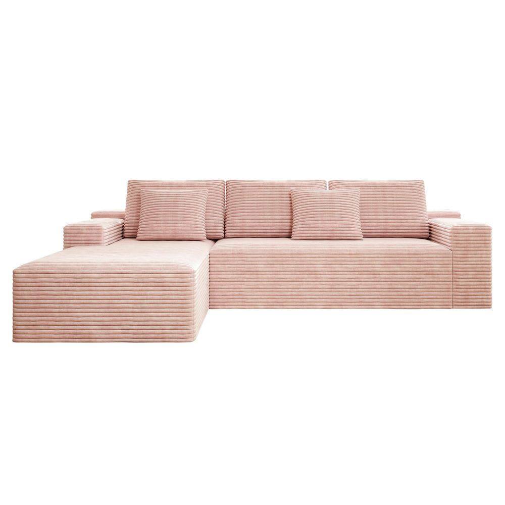 Alt View 2. Kadyn - 104" Right Chaise Modular Sectional, Corduroy Cloud Couch with Deep Seats and No Setup Needed, Pink - Pink.